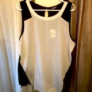 Never Worn, Sheer White and Black, Loose Fabric Tank Top.